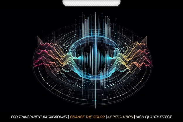 Ondes radio segmentées Visualisation numérique avancée de la musique Arrière-plan transparent