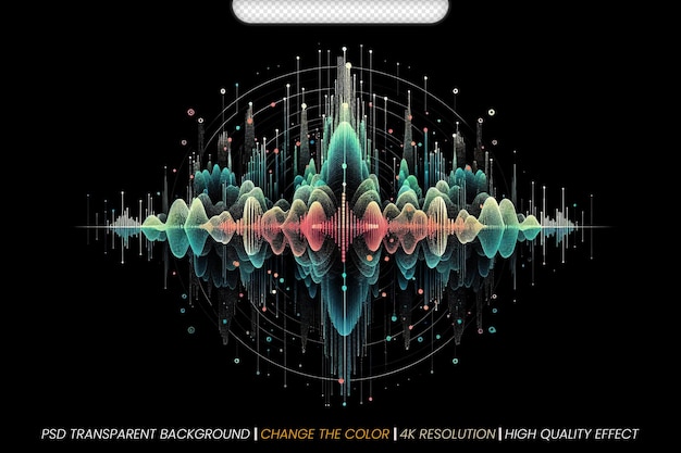 Ondes radio segmentées Visualisation numérique avancée de la musique Arrière-plan transparent