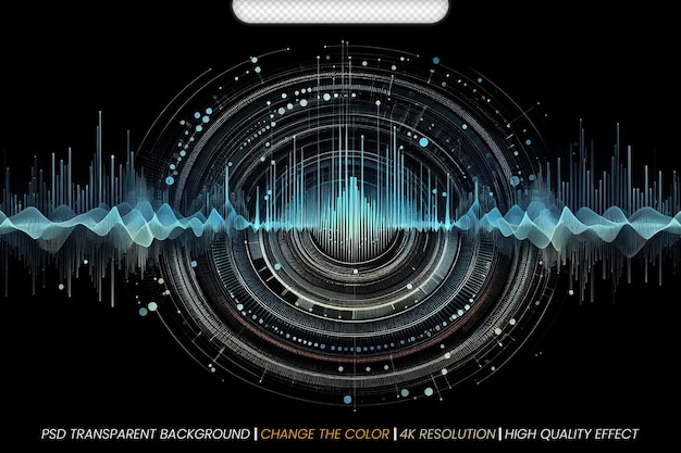 Ondes radio segmentées Visualisation numérique avancée de la musique Arrière-plan transparent