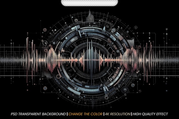 Ondes radio segmentées Visualisation numérique avancée de la musique Arrière-plan transparent