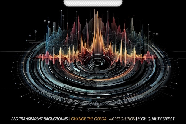 Ondes radio segmentées Visualisation numérique avancée de la musique Arrière-plan transparent