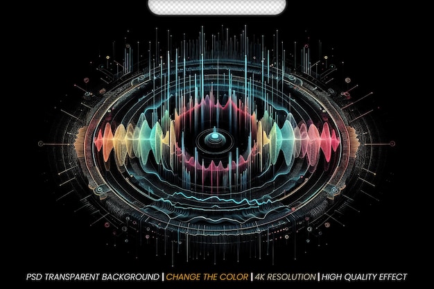 Ondes radio segmentées Visualisation numérique avancée de la musique Arrière-plan transparent