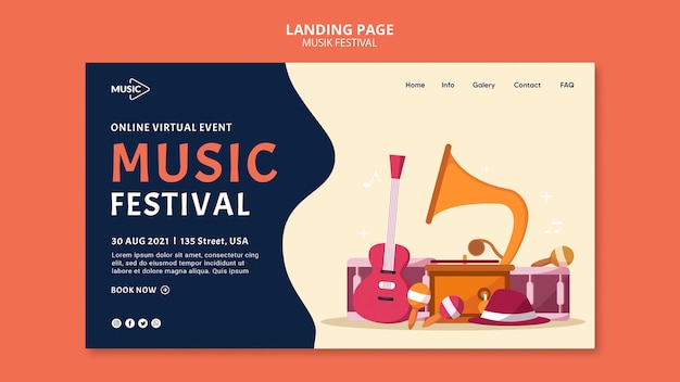 Online-Musikfestival Landingpage-Vorlage