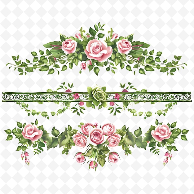 Opulente Pfeife geschmückt mit Girlanden und Rosen Blumen und G PNG Natural Inspired Flat Borderline