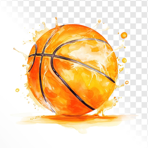 Orange Basketball in Aquarell auf durchsichtigem Hintergrund