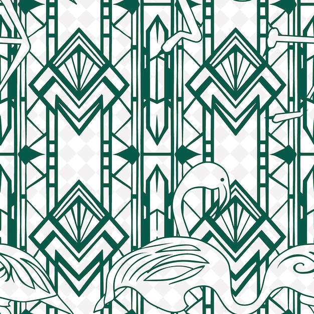 PSD padrão art deco com um tipo de ícone flamingo e geometric li abstract natural pattern vector design