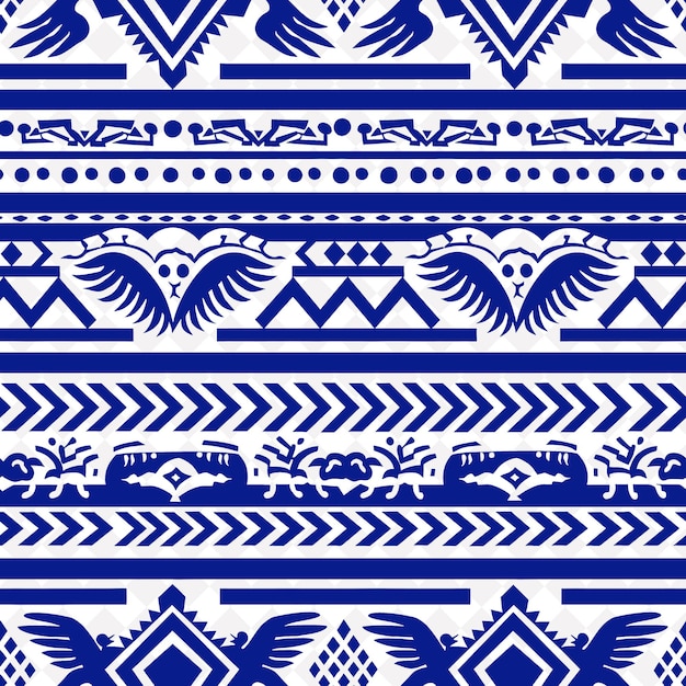 PSD padrão tribal azteca com ícone de pássaro e repetição de layout o desenho vector de padrão natural abstrato