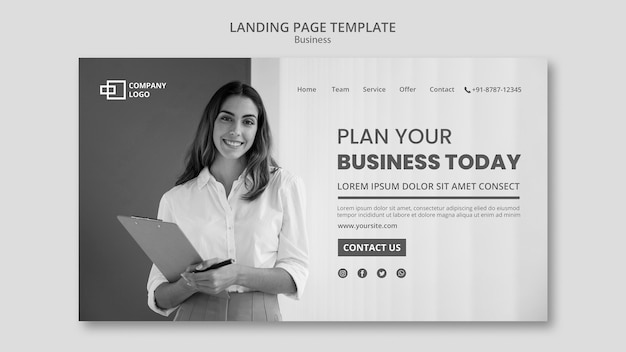 Page de destination de l'entreprise