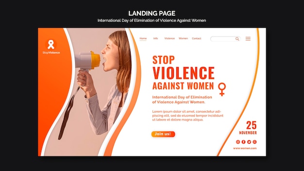 Page de destination de la sensibilisation à la violence contre les femmes