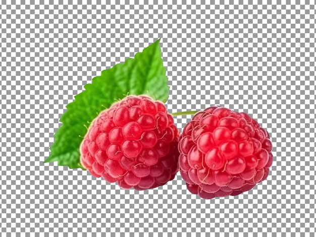 PSD une paire de framboises fraîches isolées sur un fond transparent