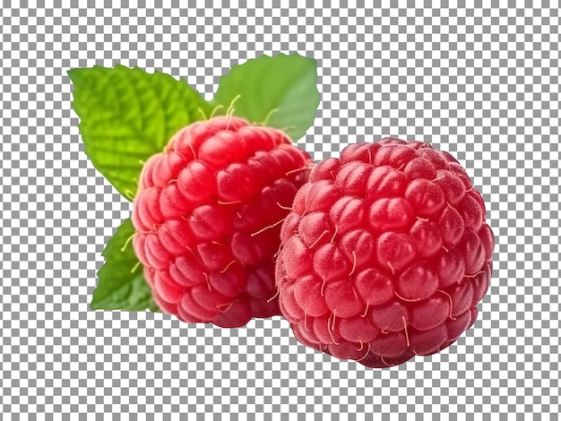 PSD paire de framboises rouges fraîches isolées sur fond transparent