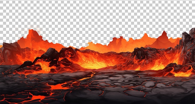 PSD paisagem subterrânea de magma isolada em fundo transparente