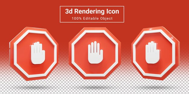 PSD panneaux d'arrêt de trafic 3d avertissant le panneau de signalisation de la circulation n'entrez pas dans l'icône de rendu de signe