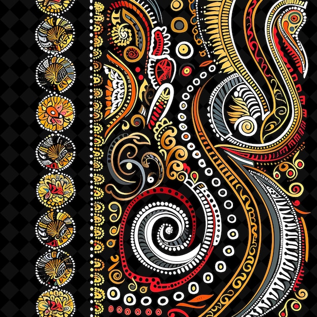 Papel Mch pintado à mão com motivos indianos Borderlines Desig PNG Colagem Coleções de Arte