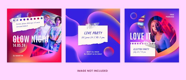 PSD party neon instagram-postvorlage vol2