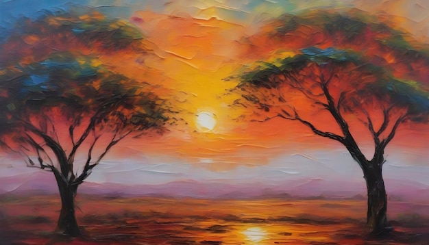 Un paysage africain tranquille Art abstrait