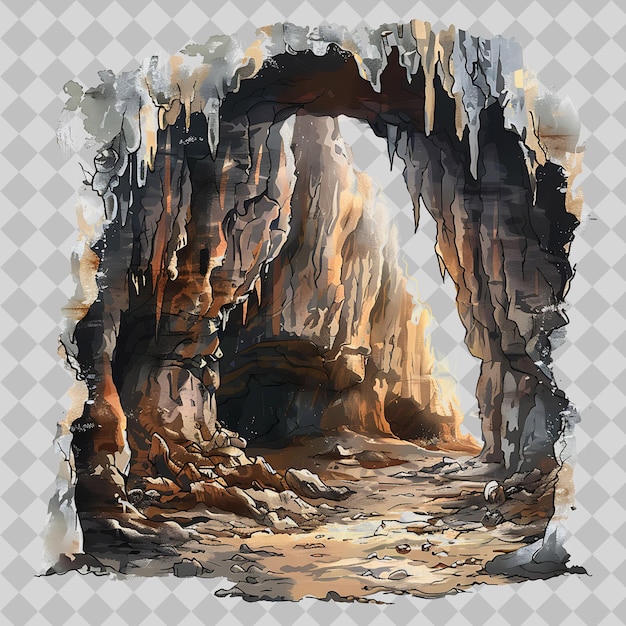 PSD une peinture d'une grotte avec une image d'une cave