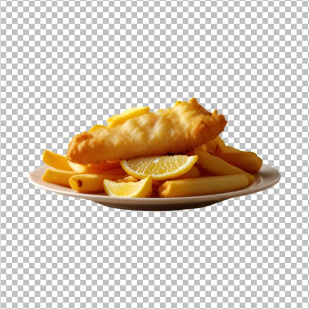 PSD peixe e batatas fritas sobre um fundo transparente premium psd