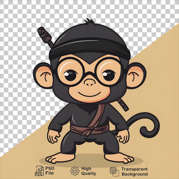 Personaggio di scimmia ninja con casco nero e occhiali Vector Art