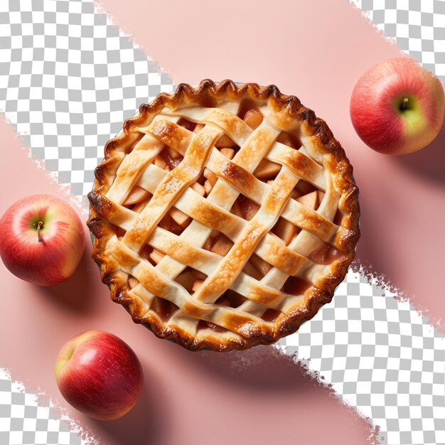 PSD perspective à vol d'oiseau de fond transparent de pâtisserie aux pommes appétissante