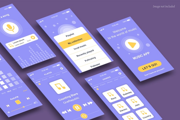 PSD perspektive mobile app screens mockup