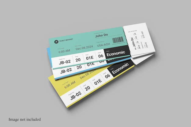 PSD perspektivisches flugticket-mockup