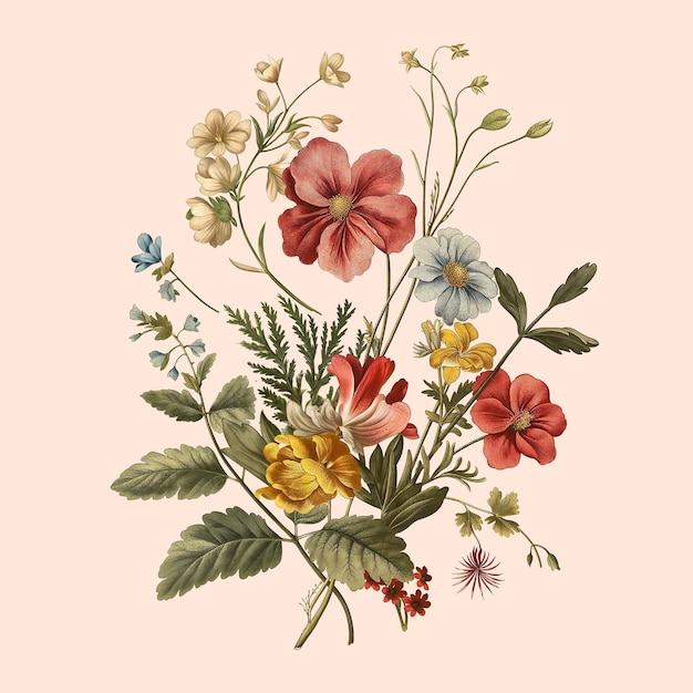 PSD pétalas vintage desenhos florais nostálgicos para todas as ocasiões