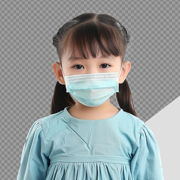 PSD une petite fille porte un masque png isolé sur un fond transparent