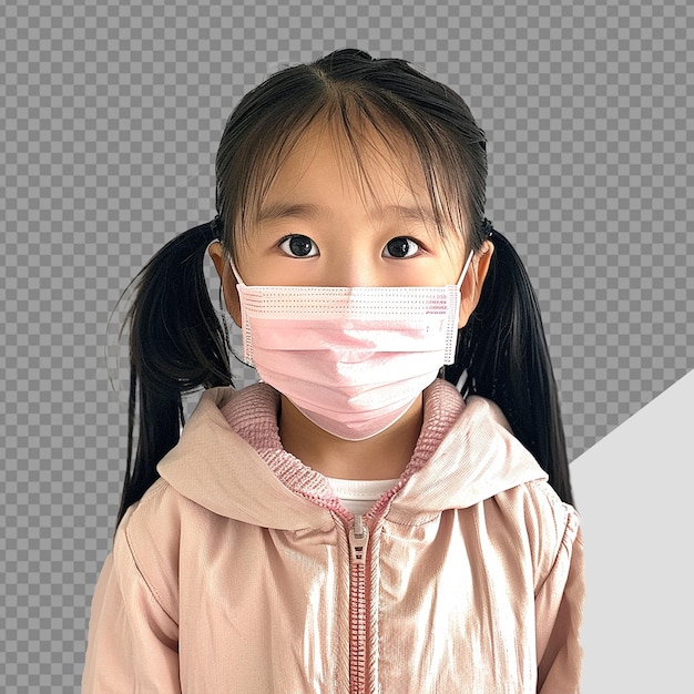 PSD une petite fille porte un masque png isolé sur un fond transparent