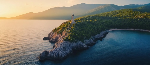 PSD un phare sur une côte de falaise