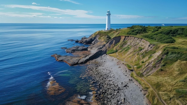 PSD un phare sur une côte rocheuse