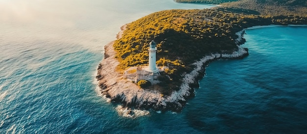 PSD un phare sur une île isolée