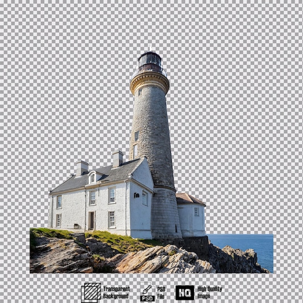 PSD un phare de pierre historique au bord d'une falaise