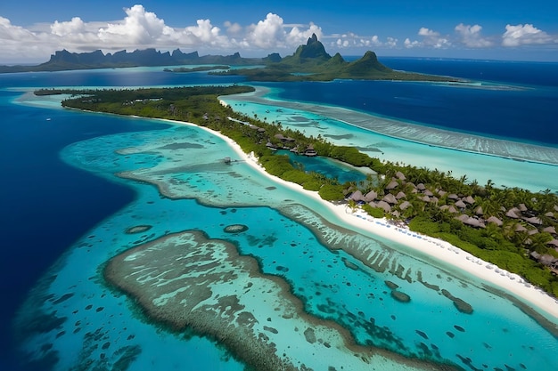 PSD une photo d'une plage avec quelques îles dans l'eau