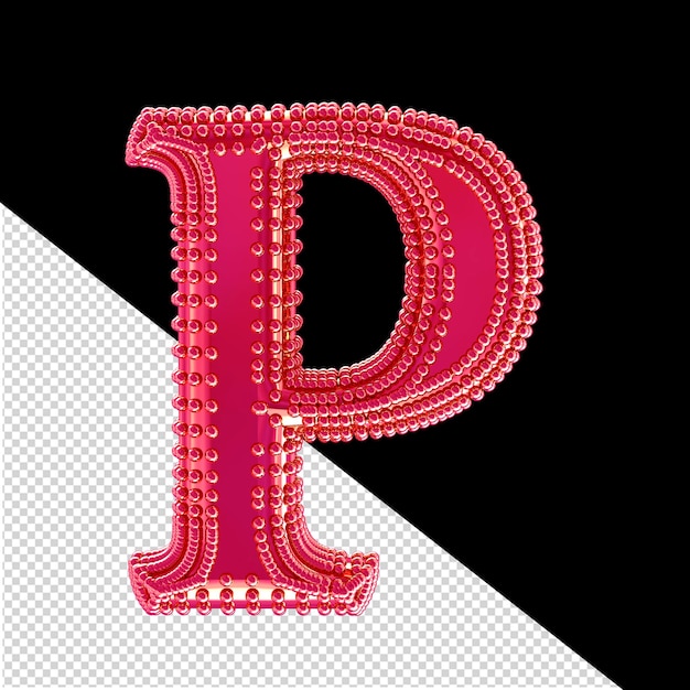 PSD piccole sfere 3d sulla lettera simbolo rosa p