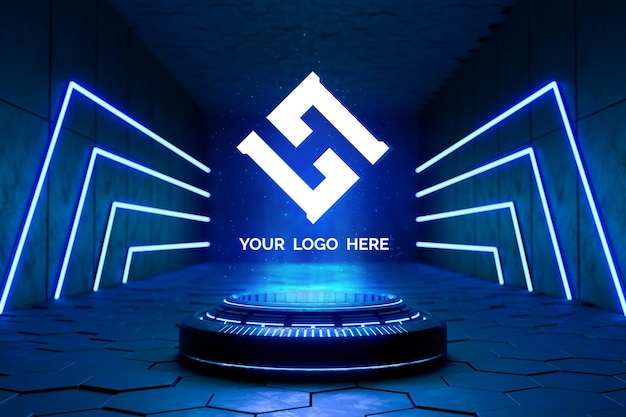 Piedistallo futuristico per logo mockup