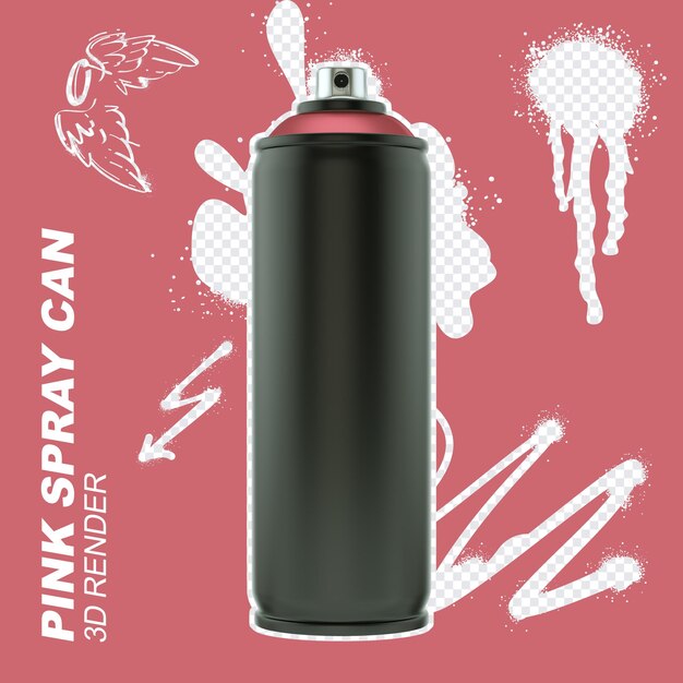 PSD pink spray can front view 3d-rendering