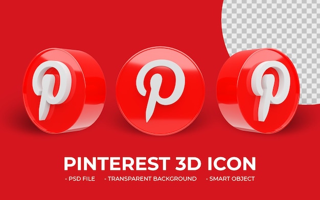 Pinterest Logo Social Media 3D-Symbol isoliert