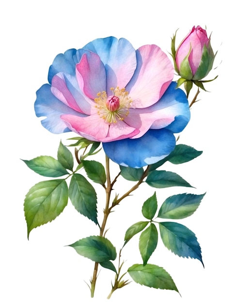 Pintura a aquarela da rosa selvagem