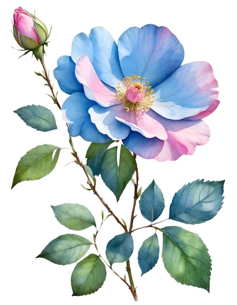 Pintura a aquarela da rosa selvagem