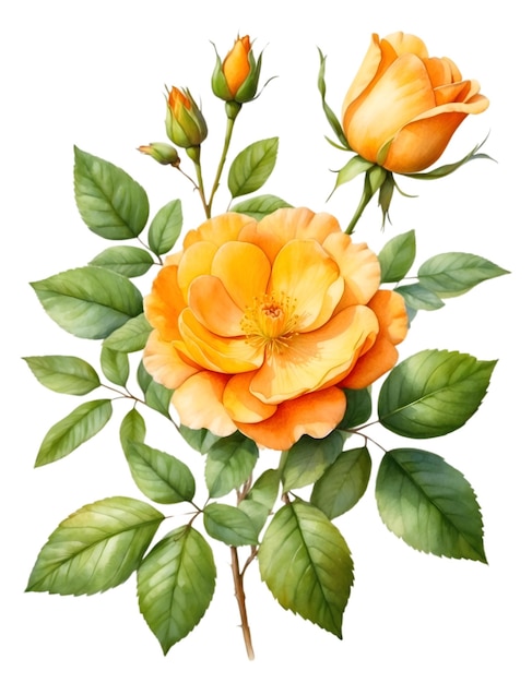 Pintura a aquarela da rosa selvagem