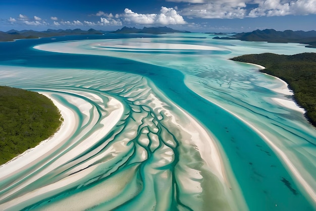 PSD la plage de whitehaven, en australie, où les eaux cristallines embrassent les sables blancs en poudre