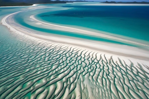 PSD la plage de whitehaven, en australie, où les eaux cristallines embrassent les sables blancs en poudre