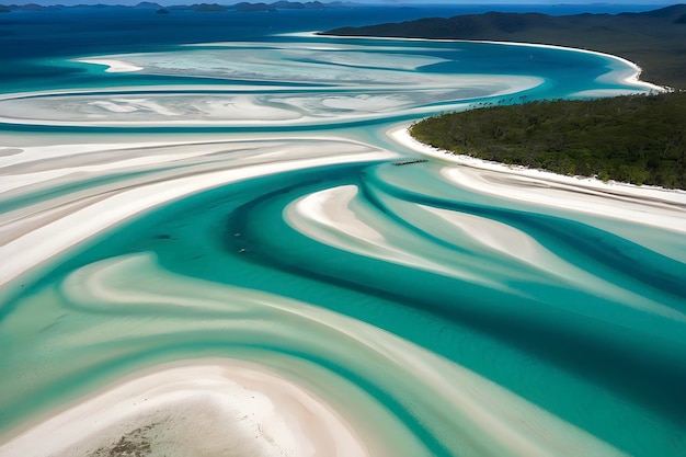 PSD la plage de whitehaven, en australie, où les eaux cristallines embrassent les sables blancs en poudre