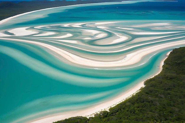 PSD la plage de whitehaven, en australie, où les eaux cristallines embrassent les sables blancs en poudre