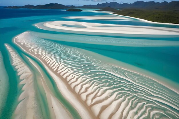 PSD la plage de whitehaven, en australie, où les eaux cristallines embrassent les sables blancs en poudre