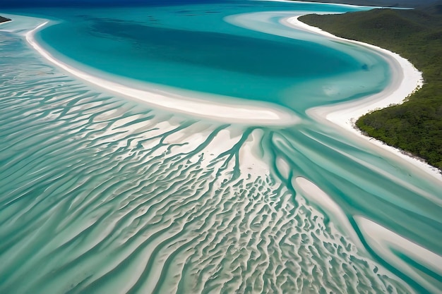 PSD la plage de whitehaven, en australie, où les eaux cristallines embrassent les sables blancs en poudre