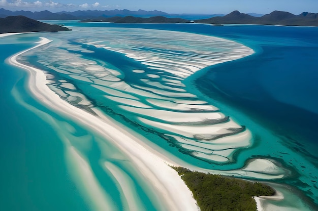 PSD la plage de whitehaven, en australie, où les eaux cristallines embrassent les sables blancs en poudre