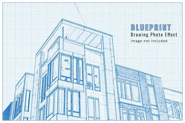 PSD plan d'architecture croquis dessin effet maquette