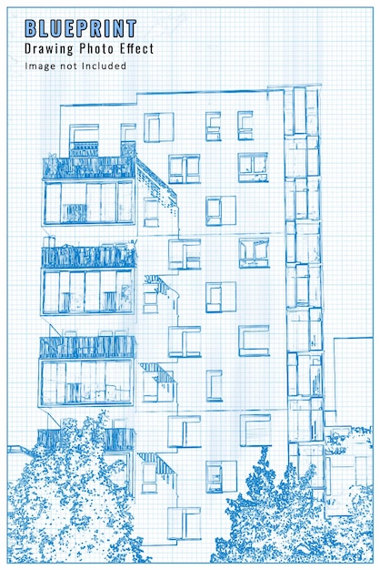 PSD plan d'architecture croquis dessin effet maquette